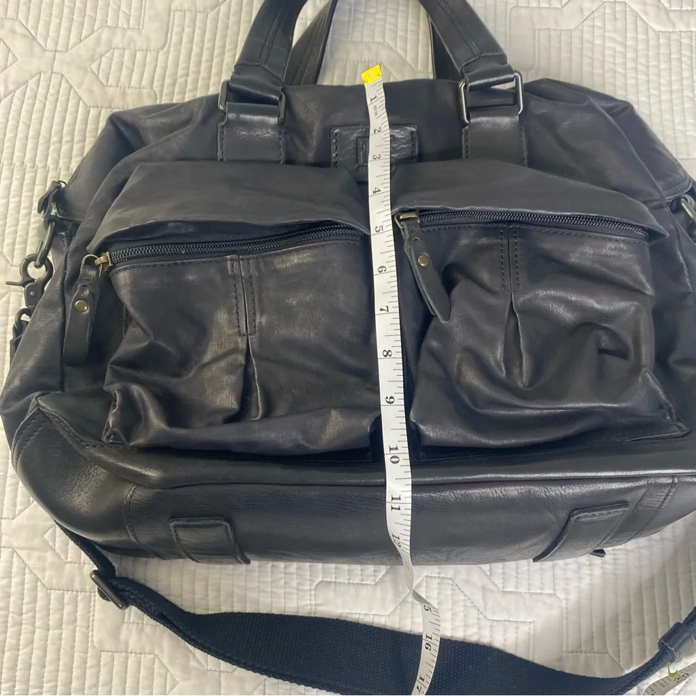 Frye Black Canvas And Leather Crossbody Travel Overnight Scout Bag